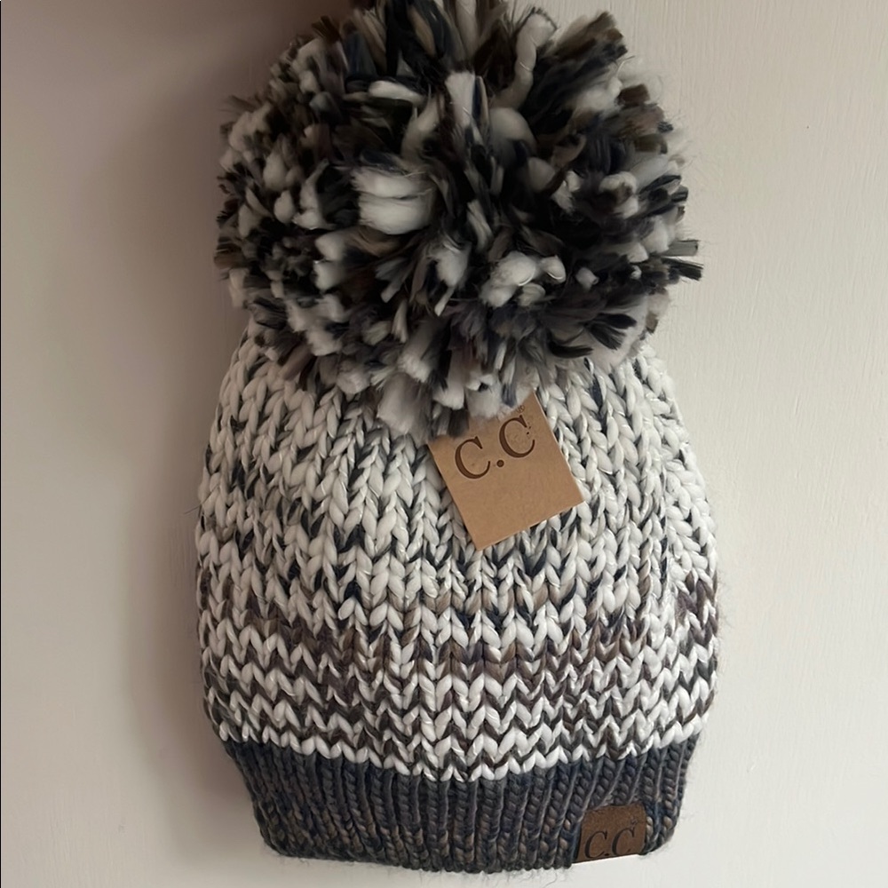 C.C Black and White Chunky Knit Winter Hat